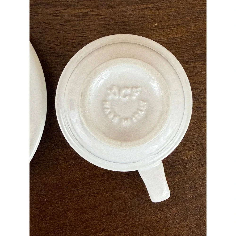 ACF Italy White‎ Stackable Demitasse Espresso Cups and Saucers Set of THREE
